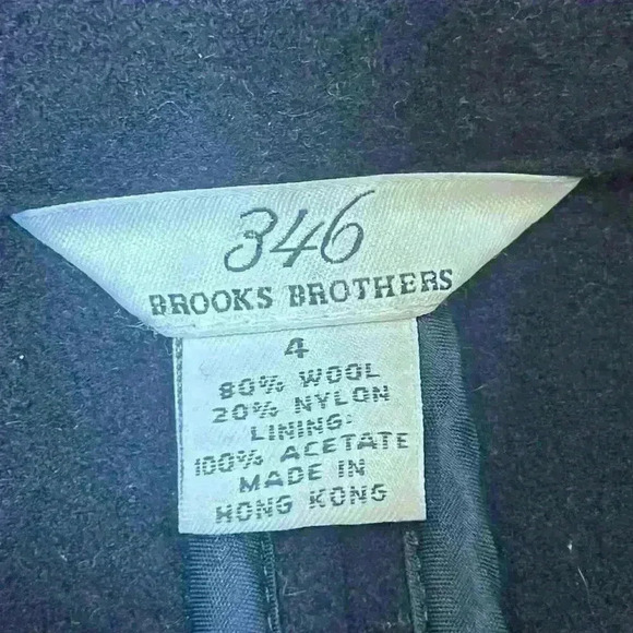 Brooks Brothers 346 Women’s Wool Peacoat Size Medium Black Heavy Double Breasted - Picture 4 of 7